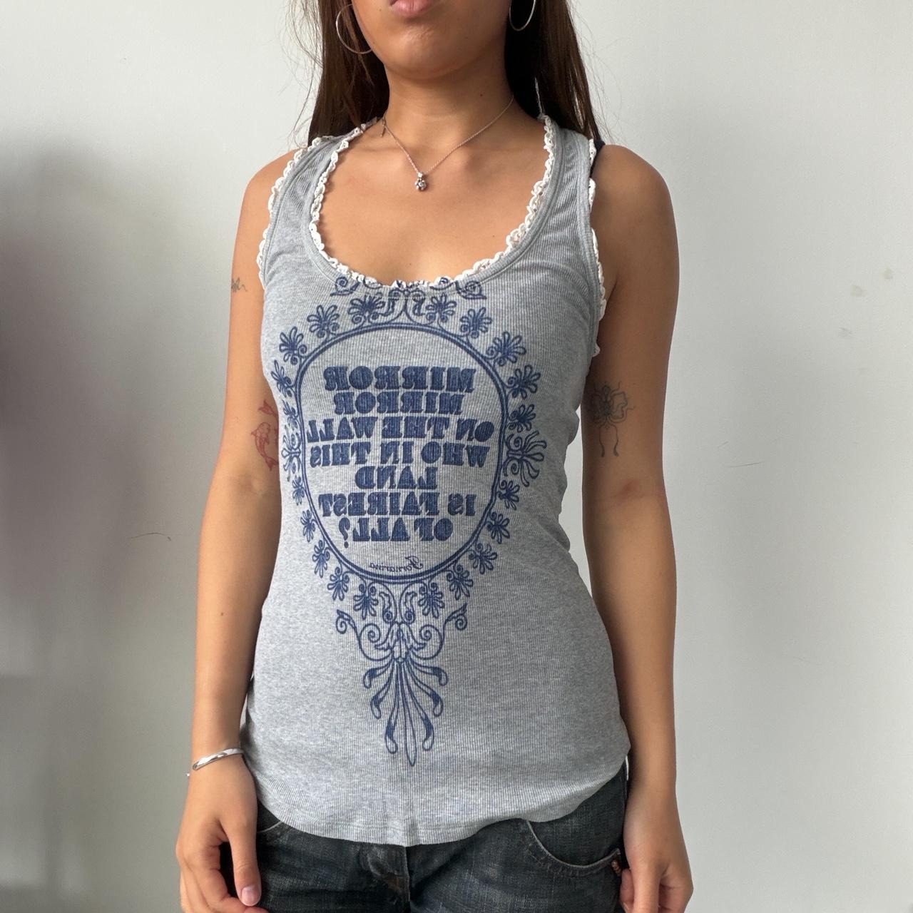 Vintage Grey Graphic Print Top