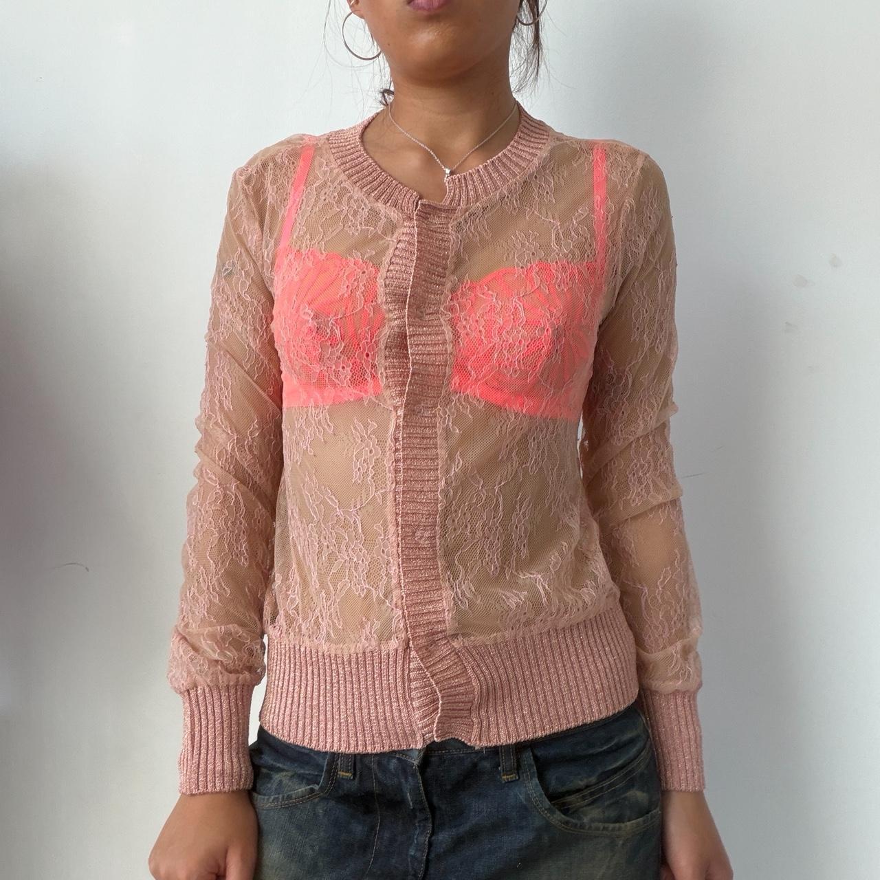 Vintage Pink Lace Cardigan