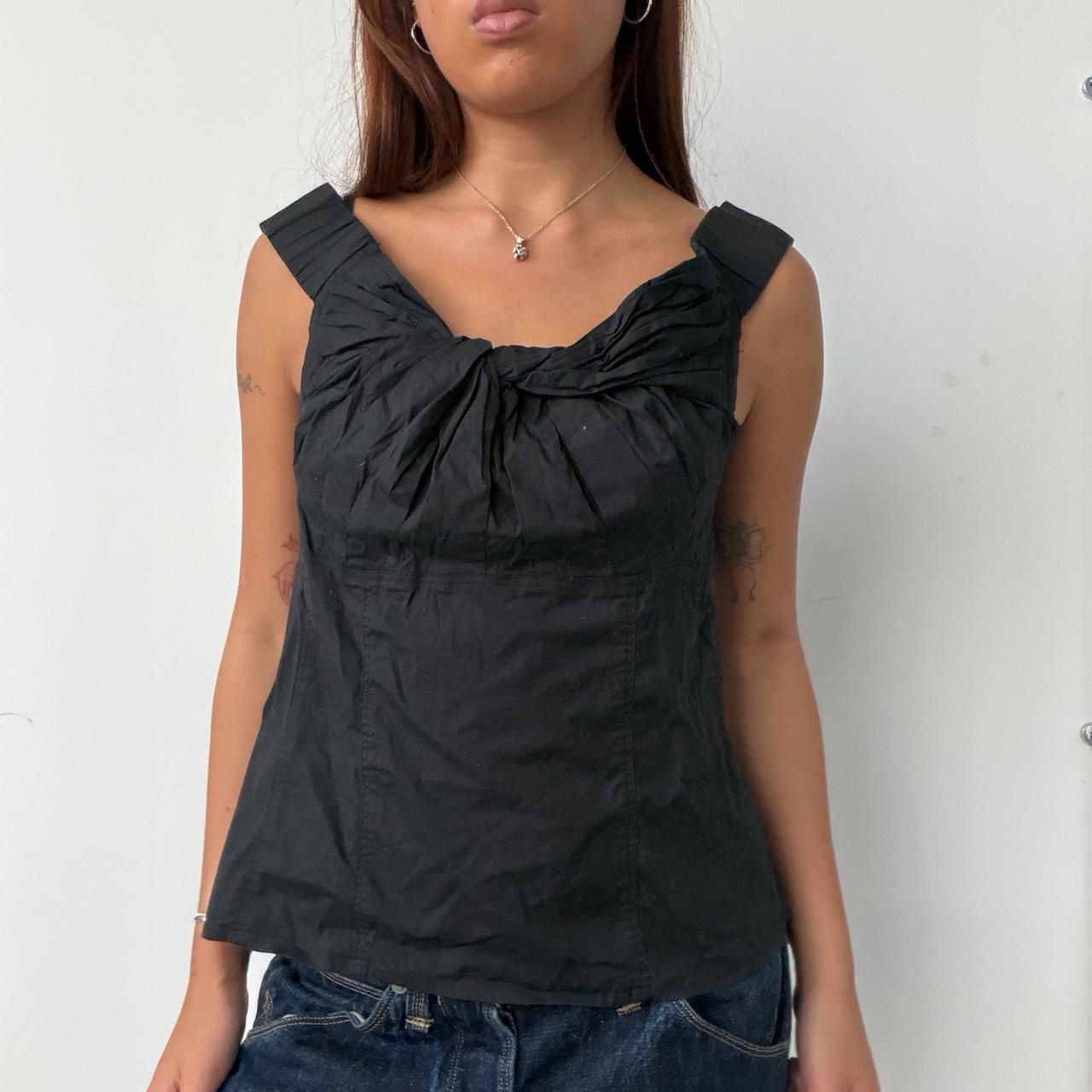 Vintage Black Gathered Top