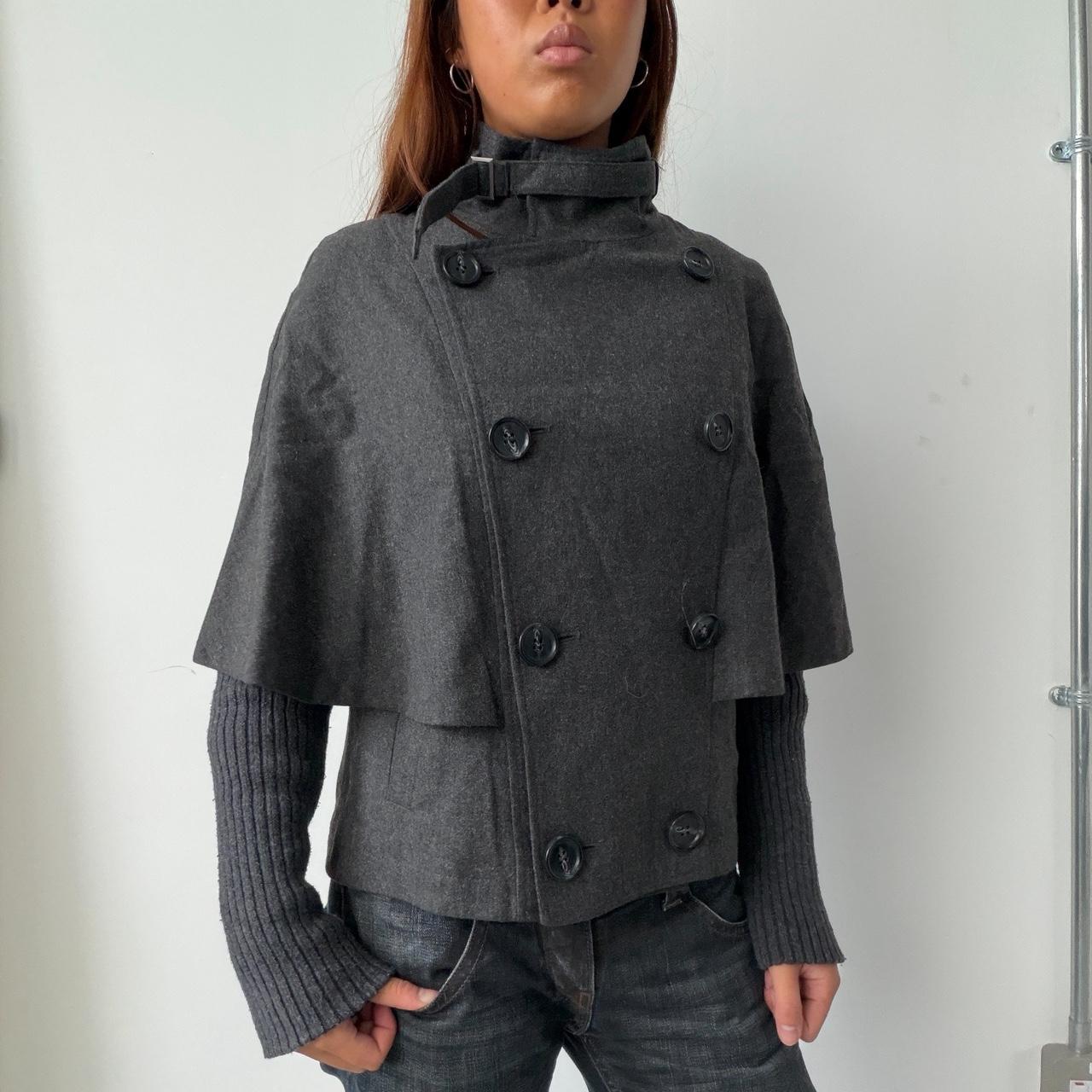 Vintage Grey Wool Cape Jacket
