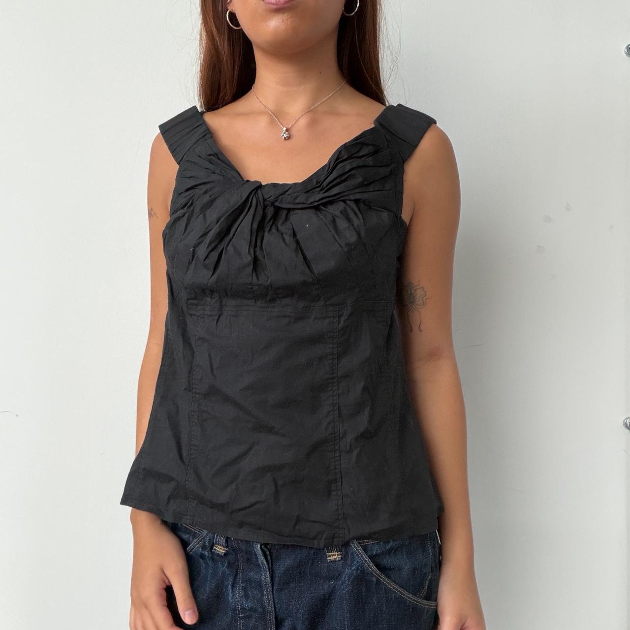 Vintage Black Gathered Top