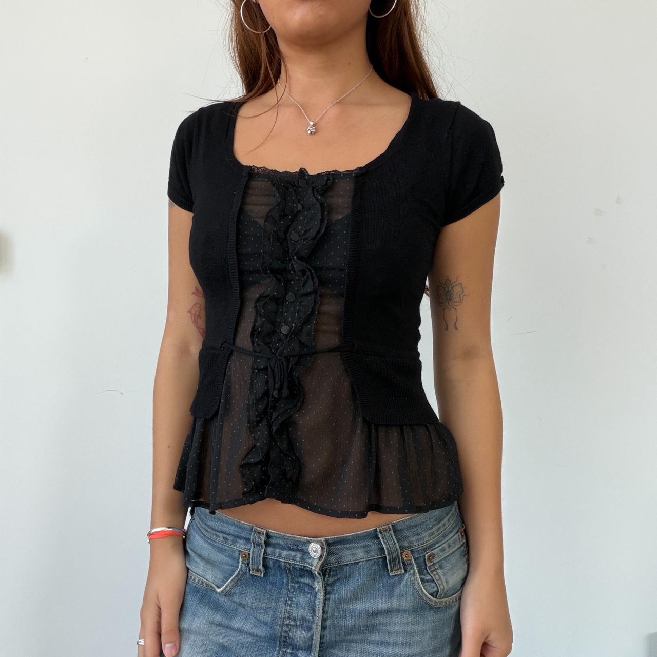 Vintage Black Sheer Top