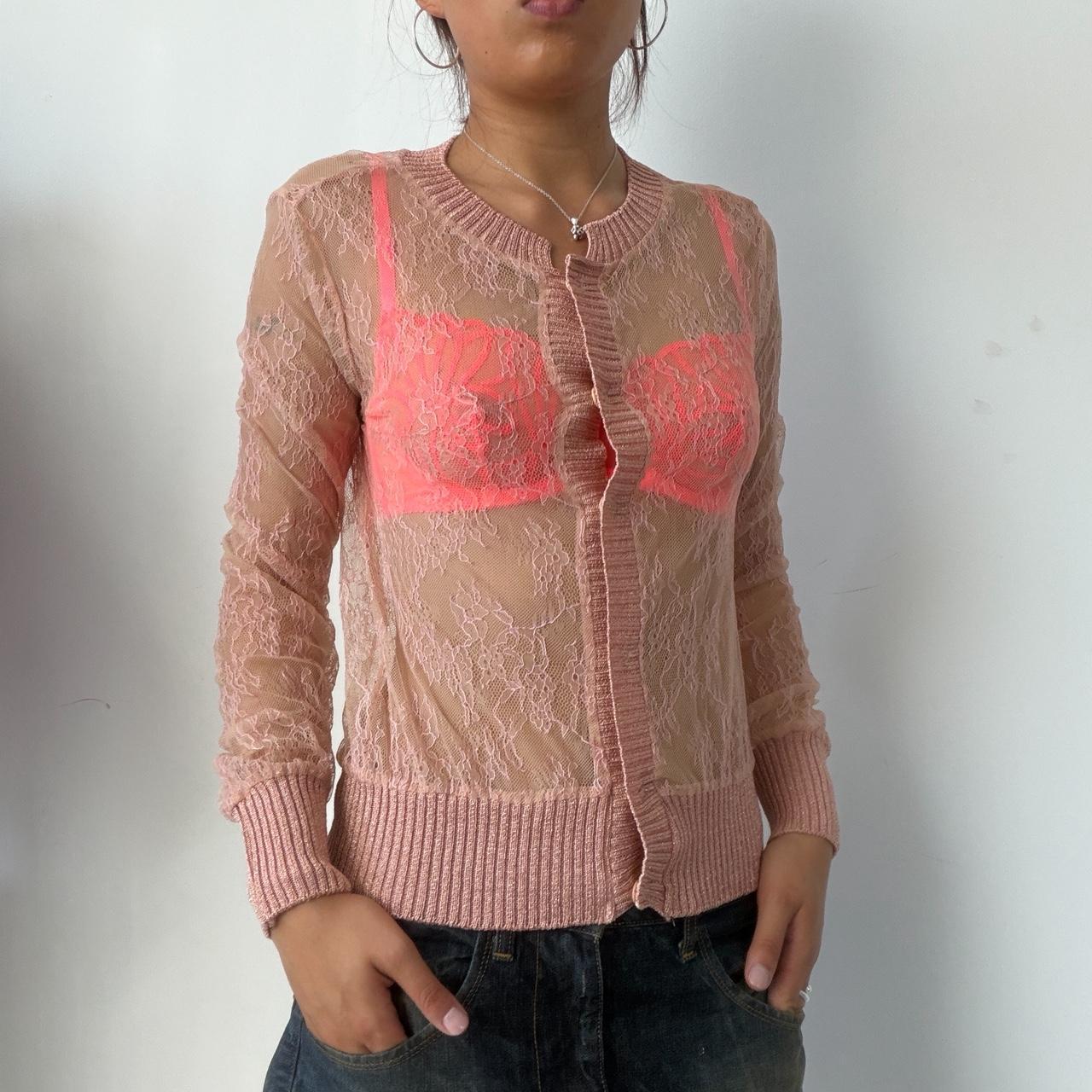 Vintage Pink Lace Cardigan