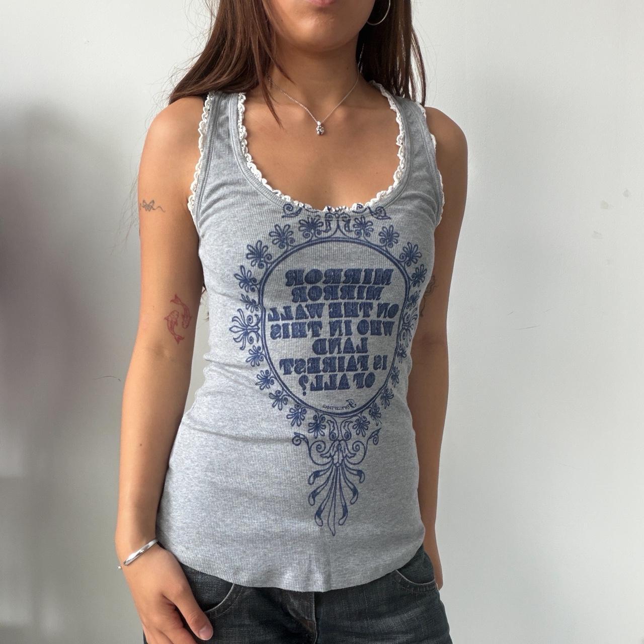 Vintage Grey Graphic Print Top