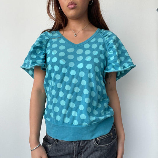 Teal Polka Dot Knit Top