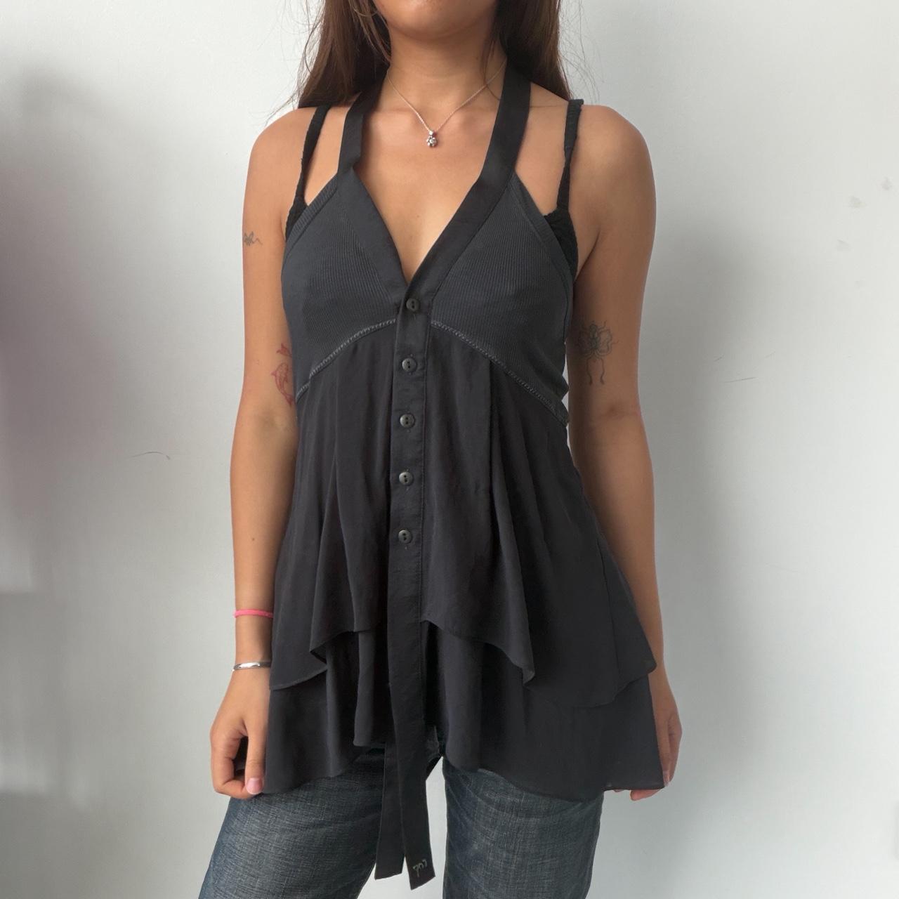 Vintage Black Flowy Cop Copine Top