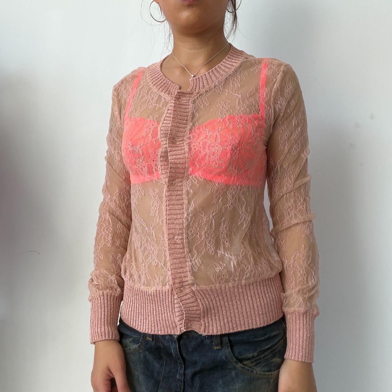 Vintage Pink Lace Cardigan