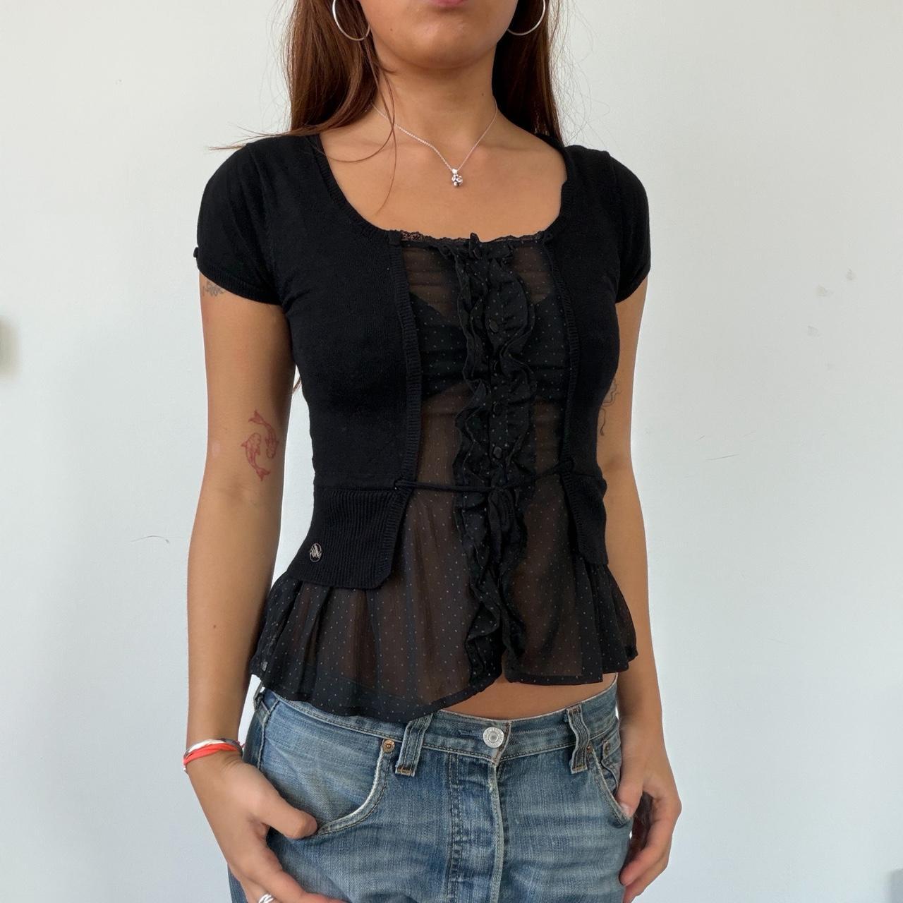 Vintage Black Sheer Top