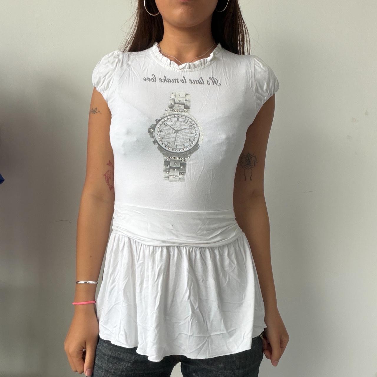 Vintage White Graphic Print Top
