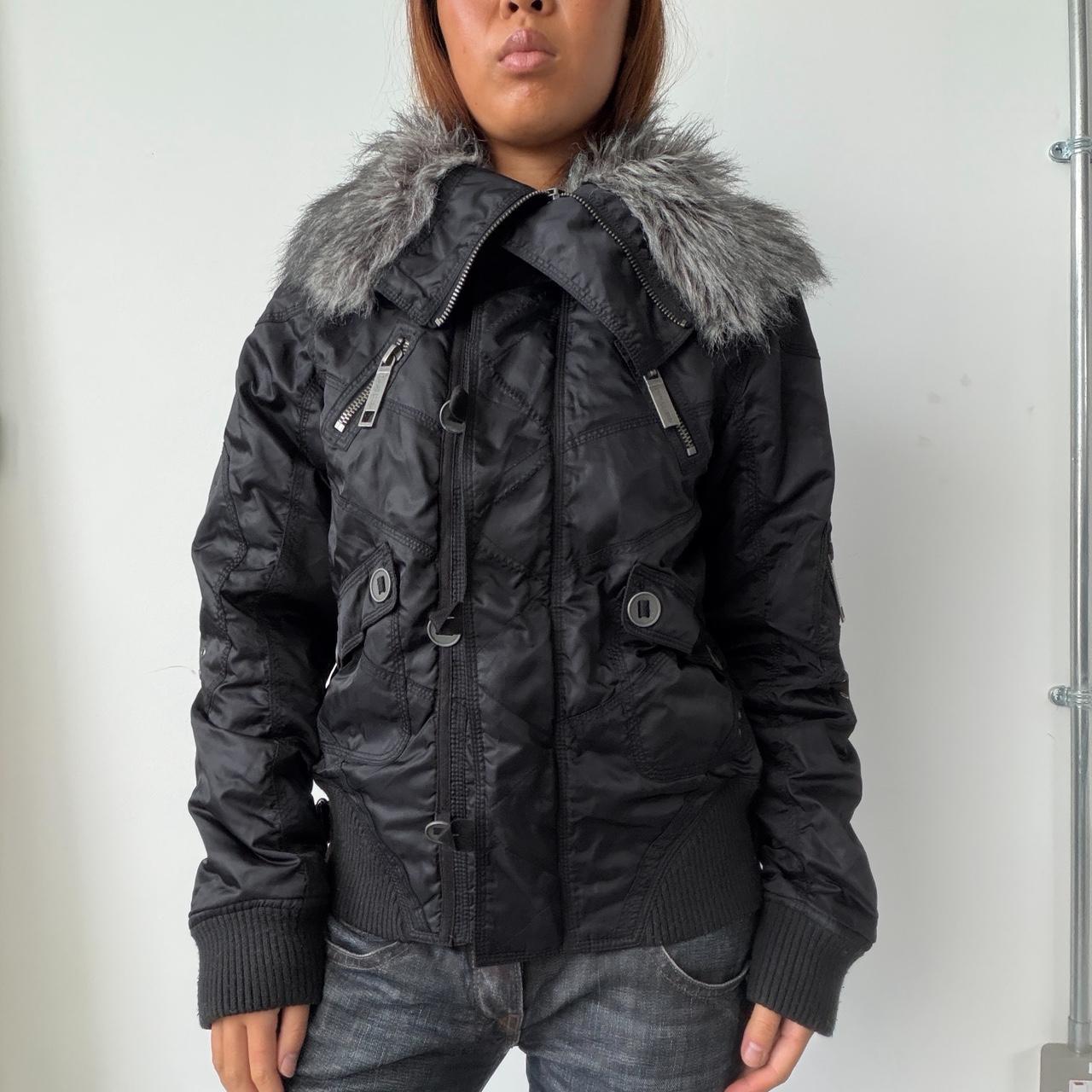 Vintage Black Fur Puffer Jacket