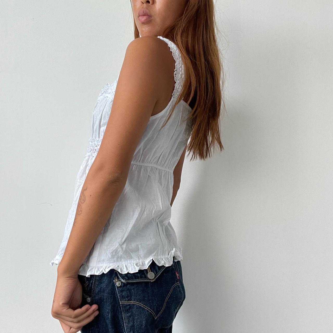 Vintage White Summer Button Top