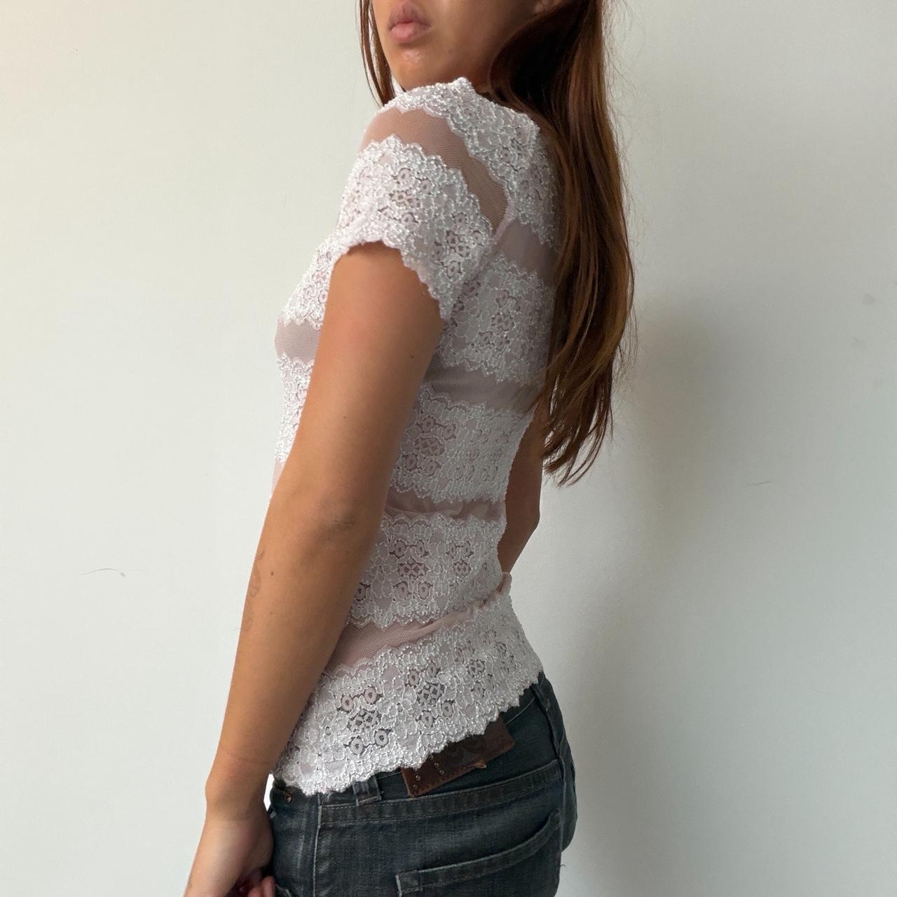 Vintage Baby Pink Lace Top