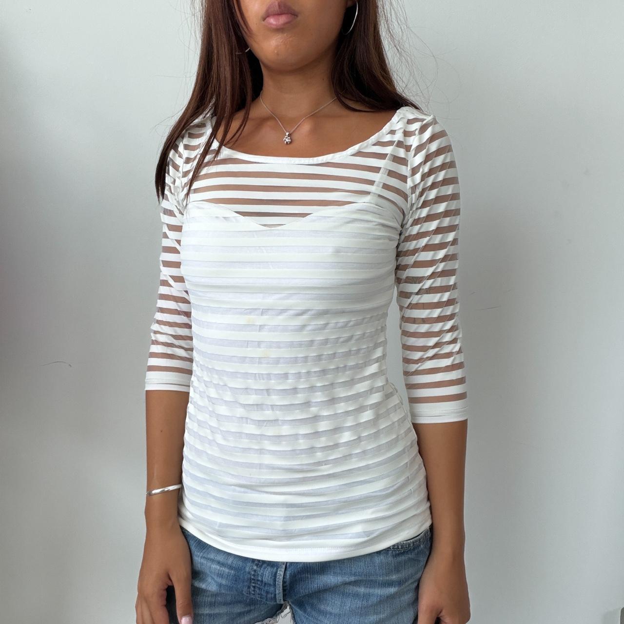 Vintage White Sheer Stripe GUESS Top
