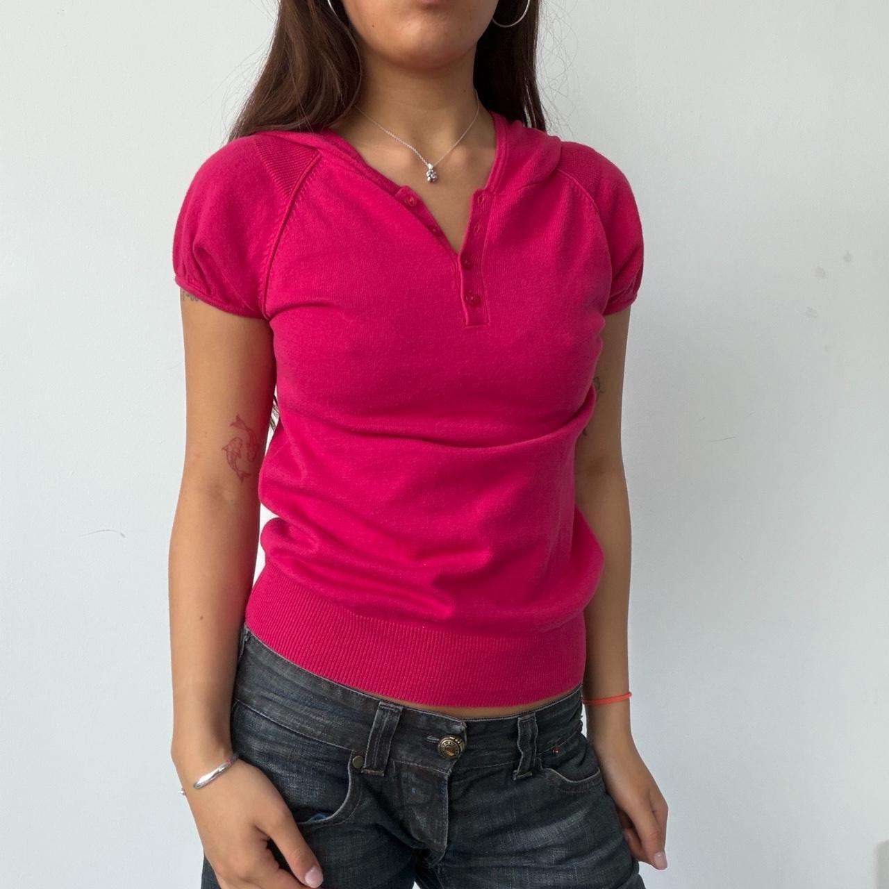 Vintage Pink Hooded Knit Top