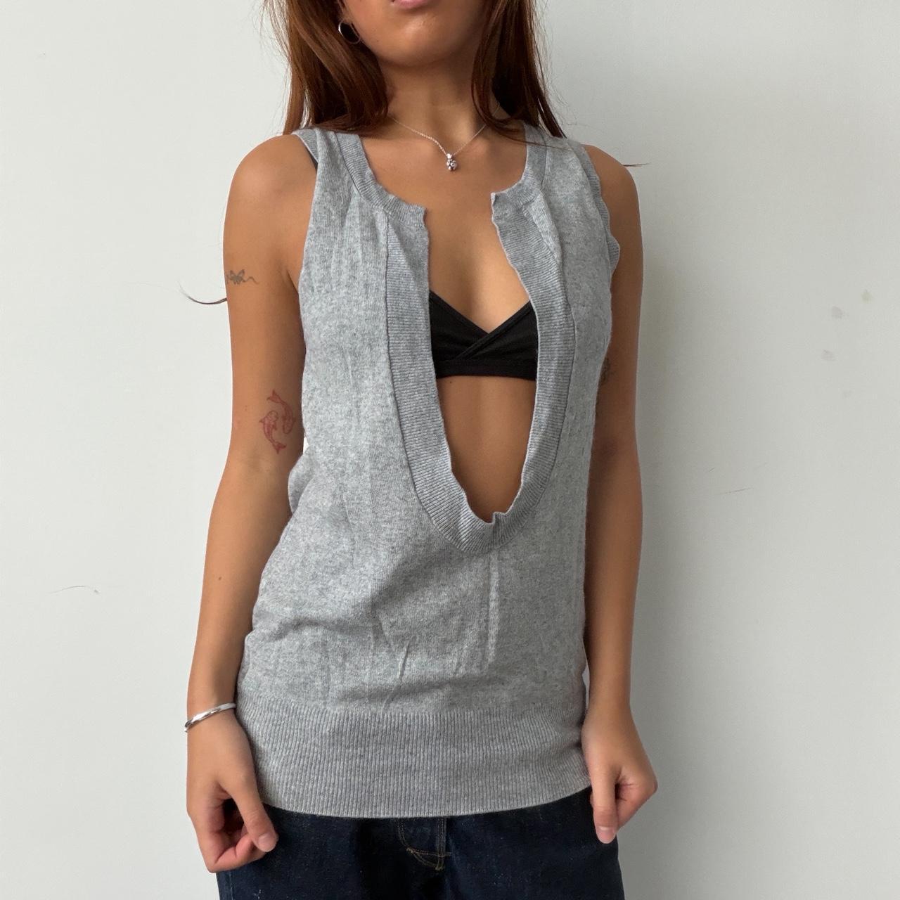 Vintage Grey Open Knit Top