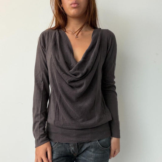 Vintage Brown Cowl Neck Top