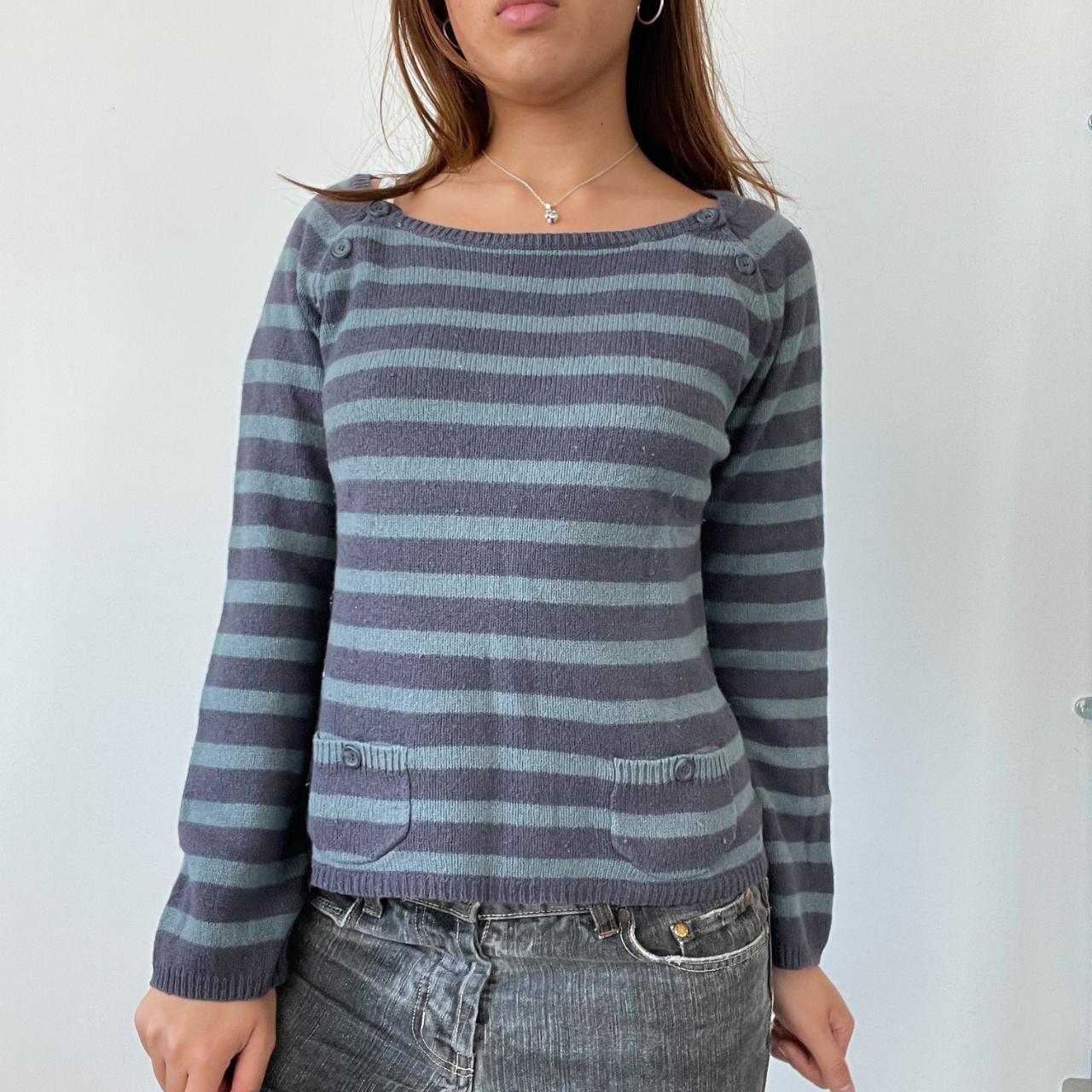 Blue/Teal Stripy Knitted Jumper