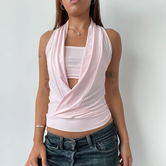 Vintage Baby Pink Low Neck Top