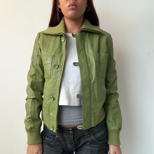 Vintage Green Leather Jacket