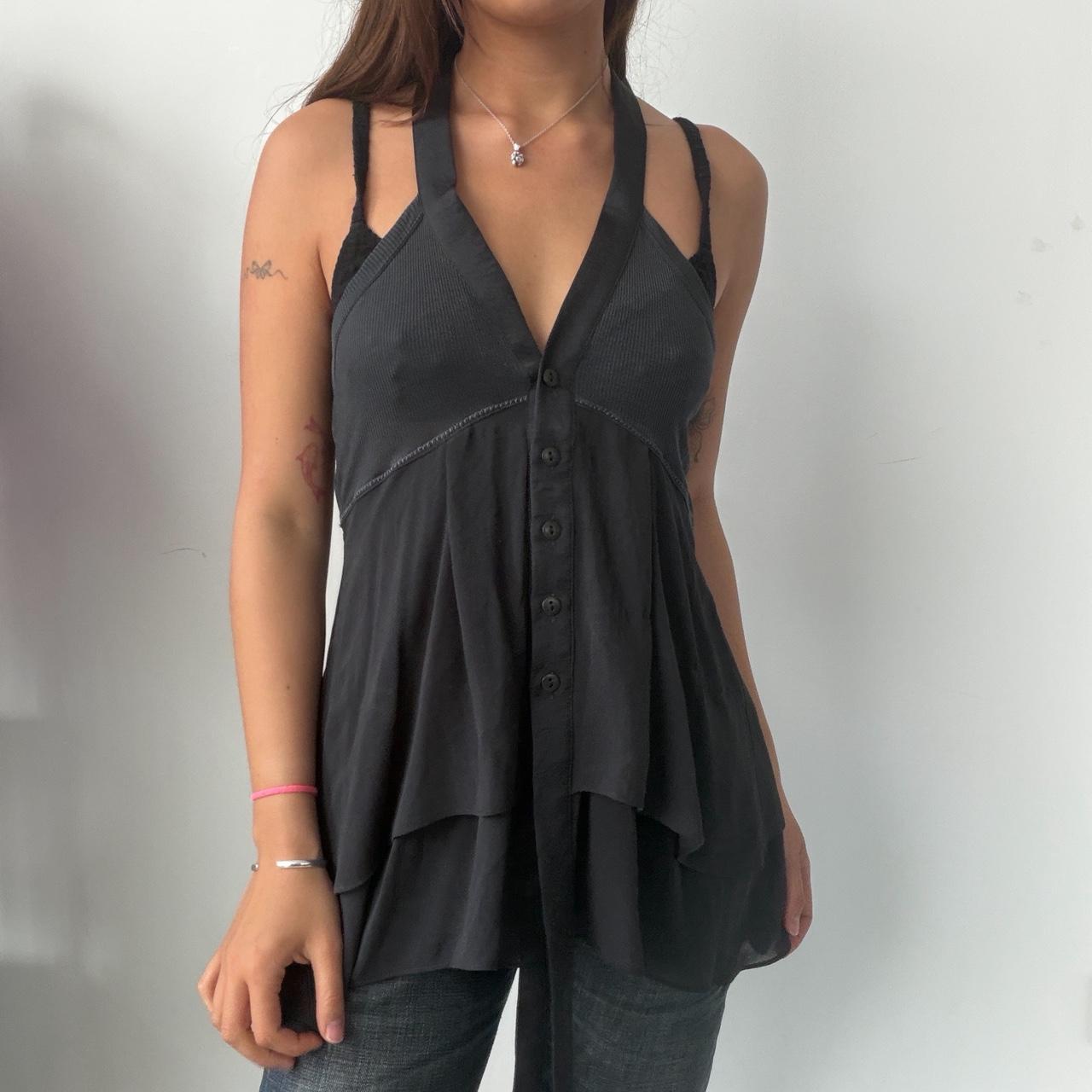 Vintage Black Flowy Cop Copine Top