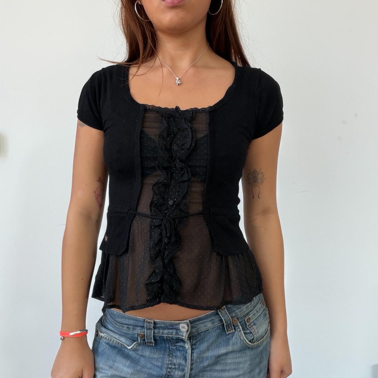 Vintage Black Sheer Top