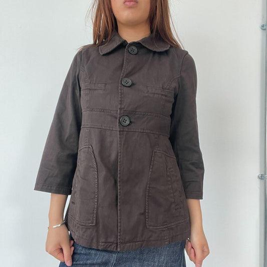 Dark Brown Collared Peacoat