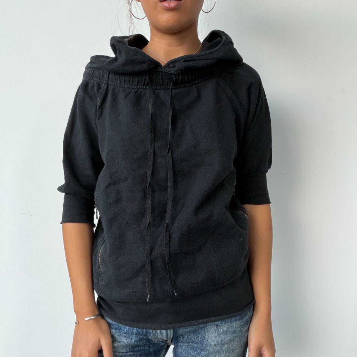 Vintage Black Hooded Top