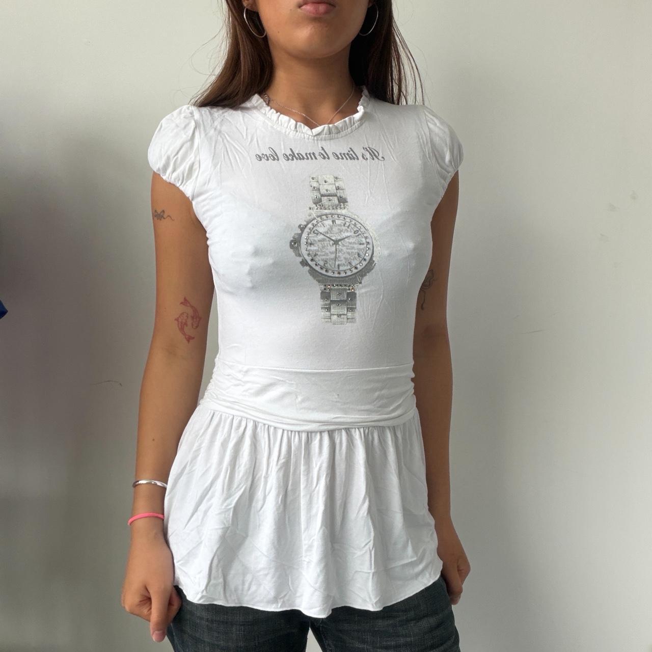 Vintage White Graphic Print Top