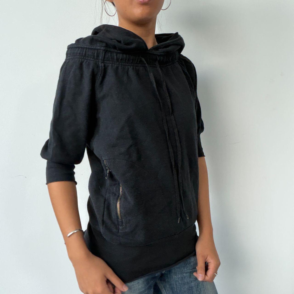 Vintage Black Hooded Top