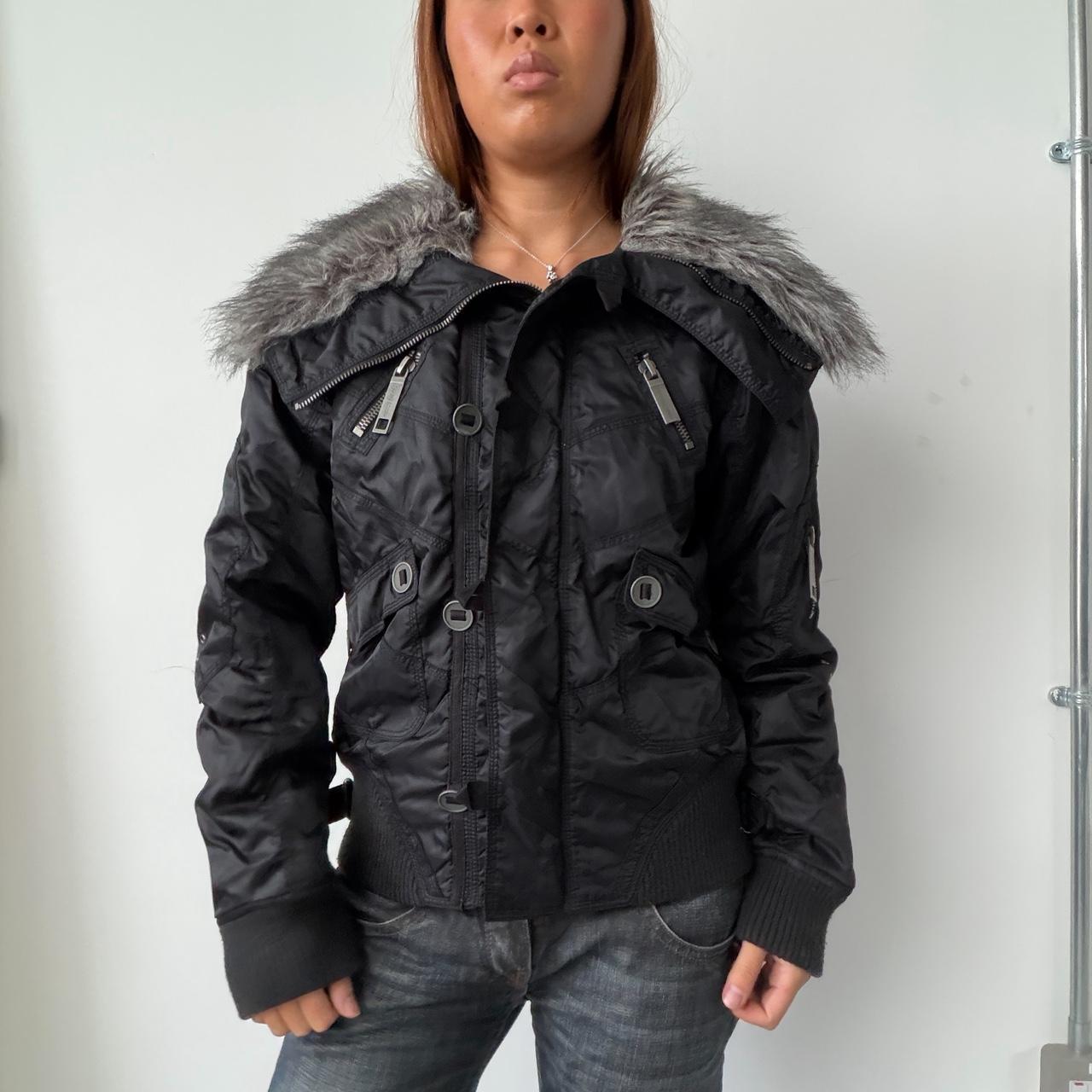 Vintage Black Fur Puffer Jacket