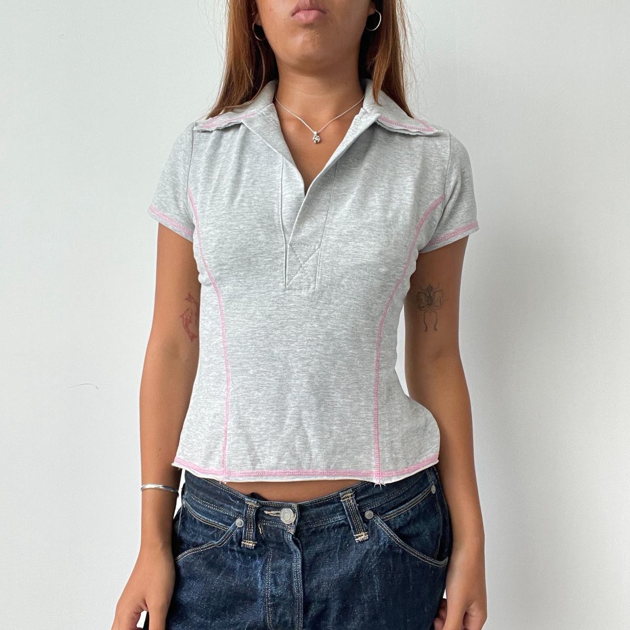 Vintage Grey and Baby Pink Top