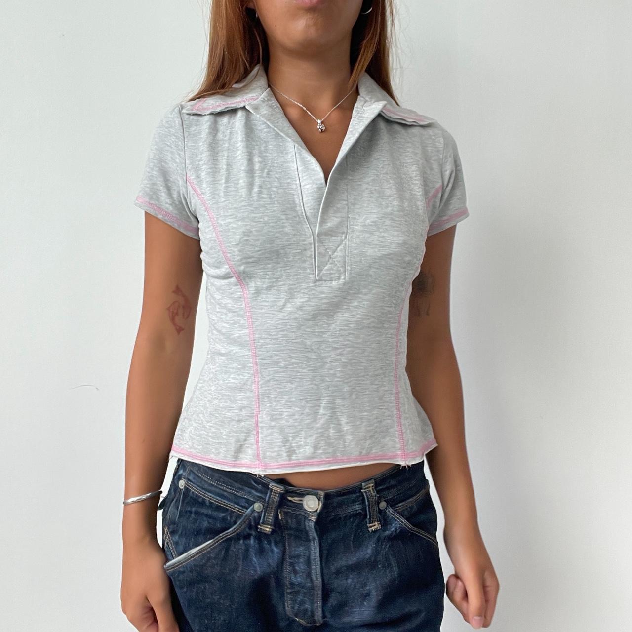 Vintage Grey and Baby Pink Top