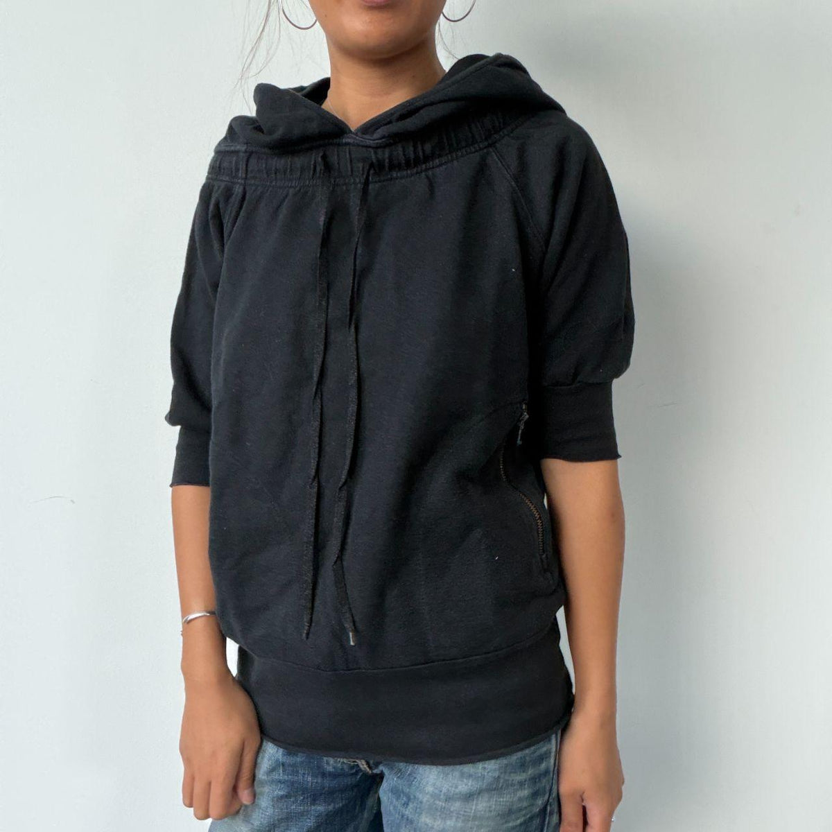 Vintage Black Hooded Top