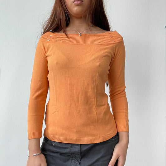Orange Bardot Knit Jumper Top