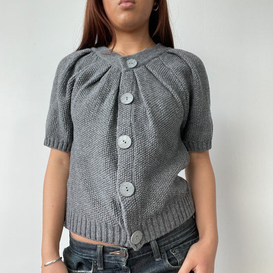 Grey Knitted Cardigan Top