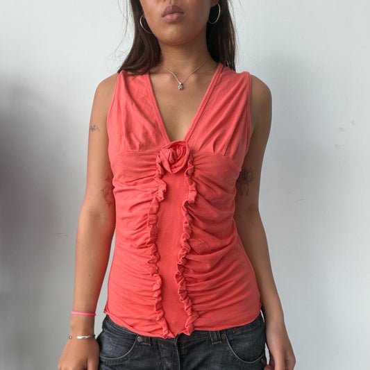 Vintage Coral Ruched Top