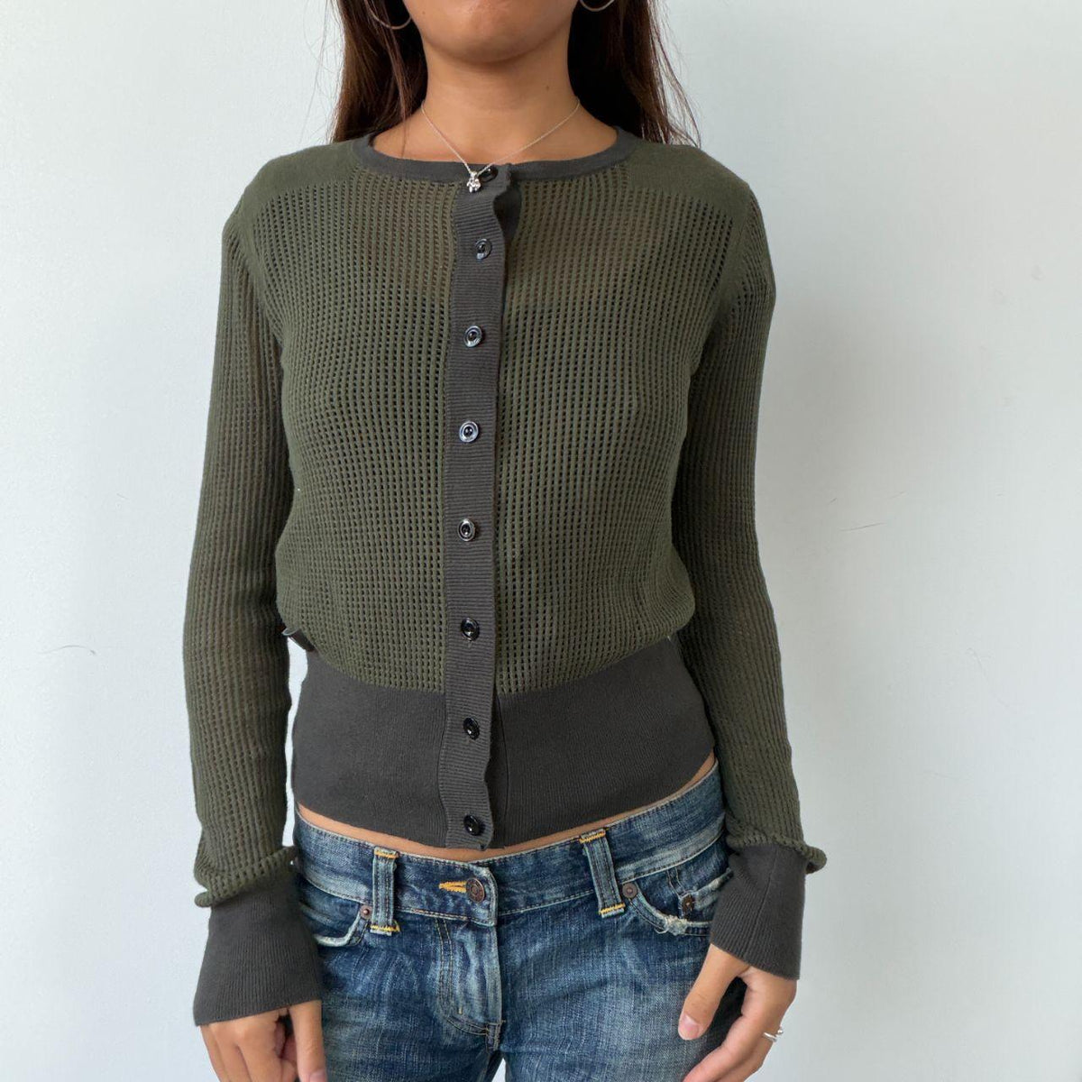 Vintage Khaki Cardigan