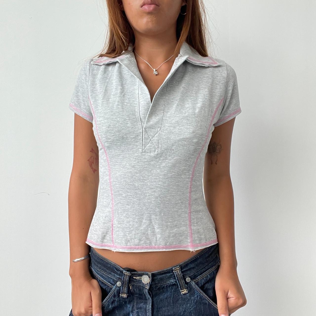 Vintage Grey and Baby Pink Top