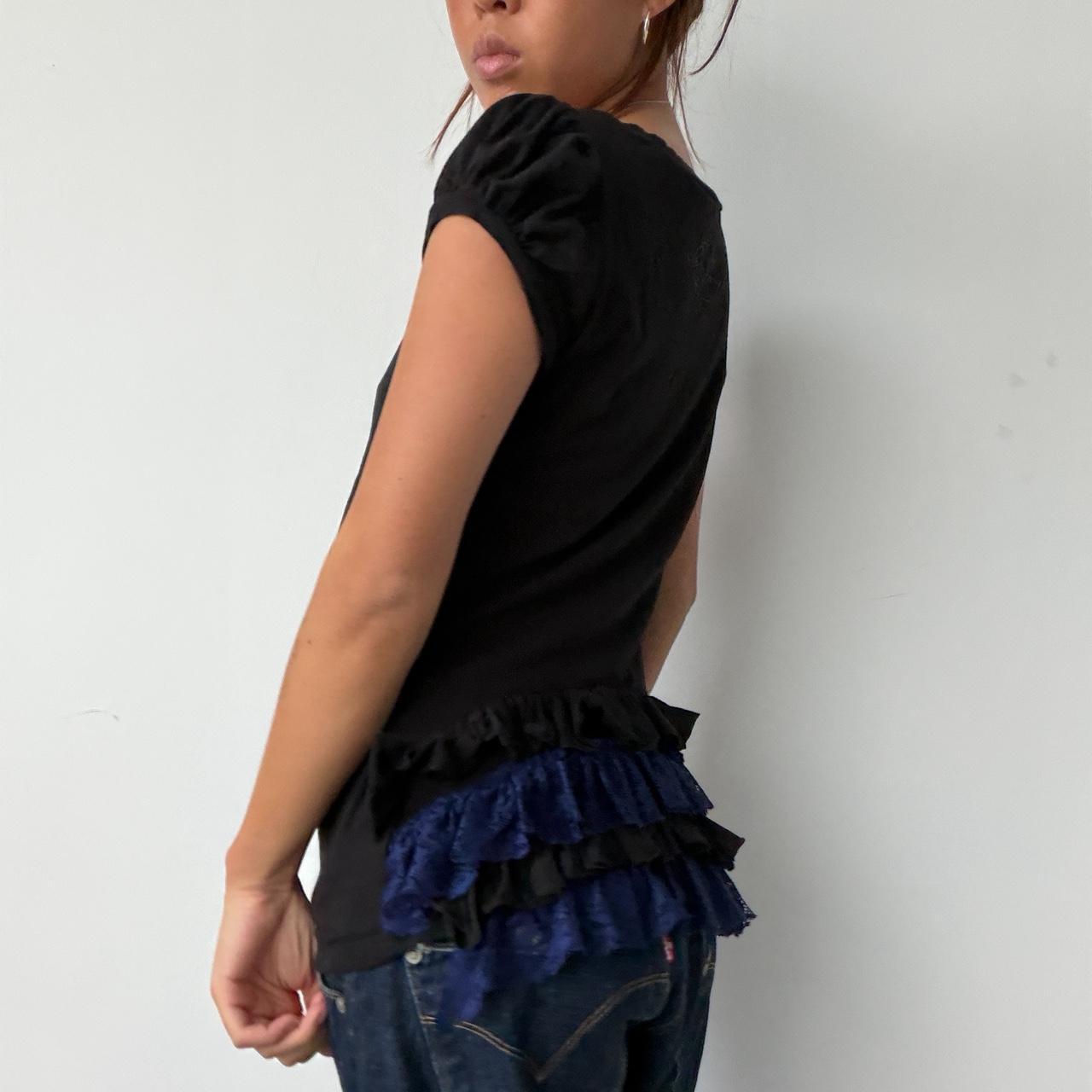 Vintage Black Ruffle Top
