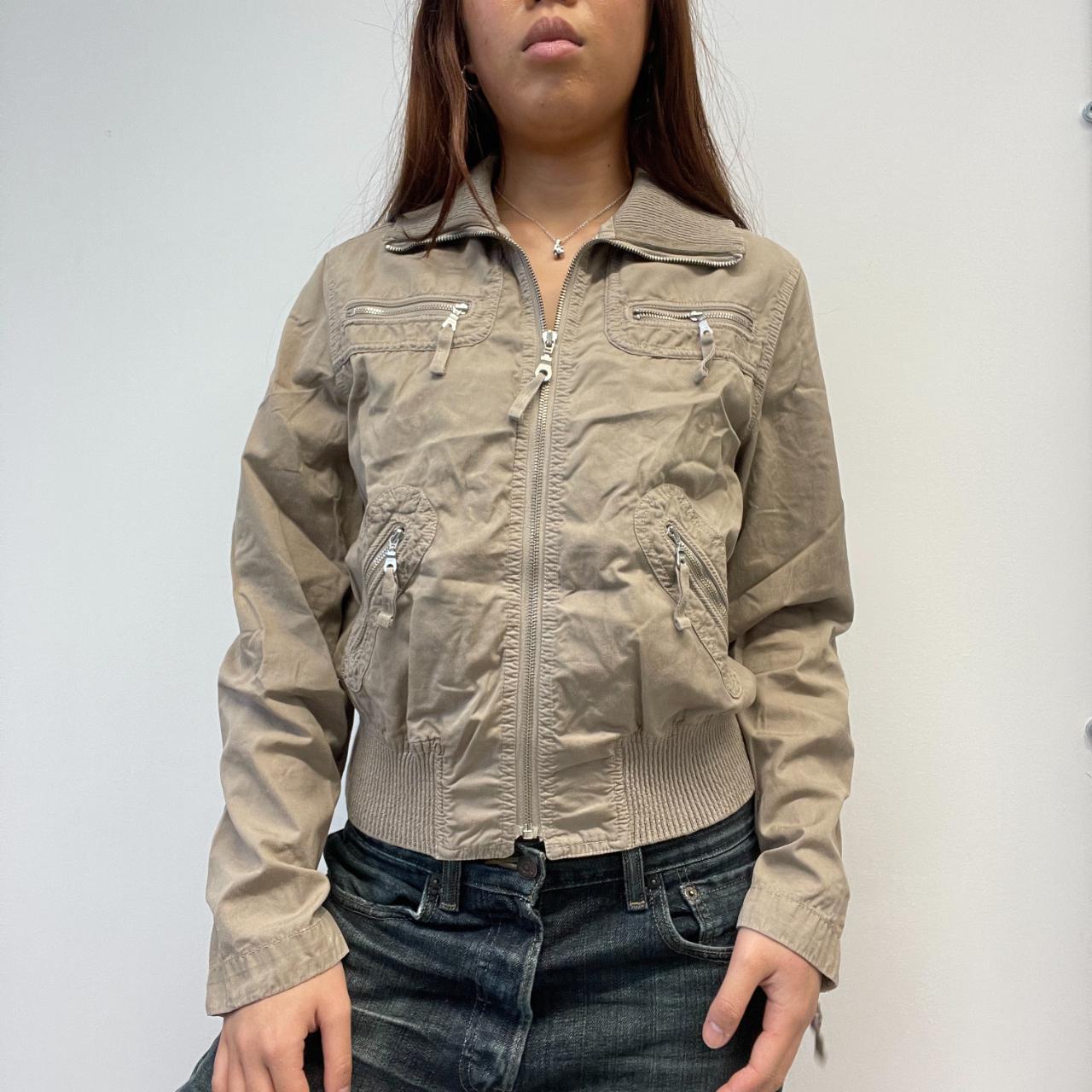 Beige Collared Utility Jacket