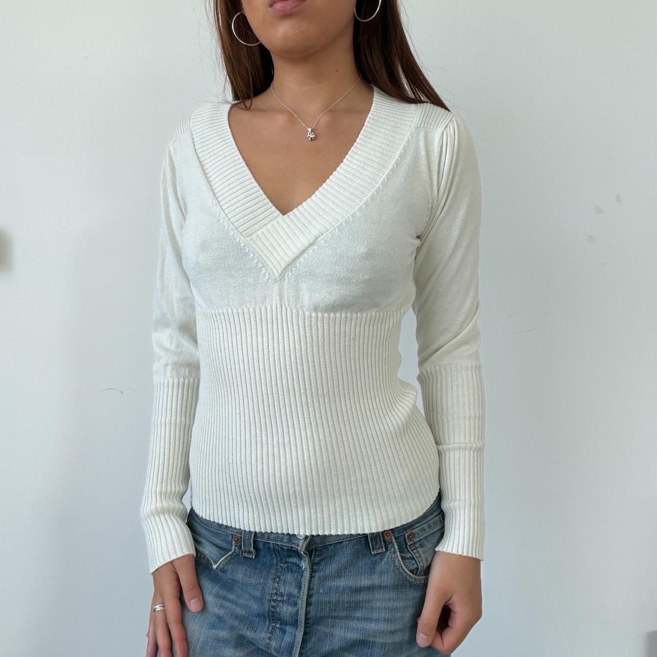 Vintage Beige V Neck Knit