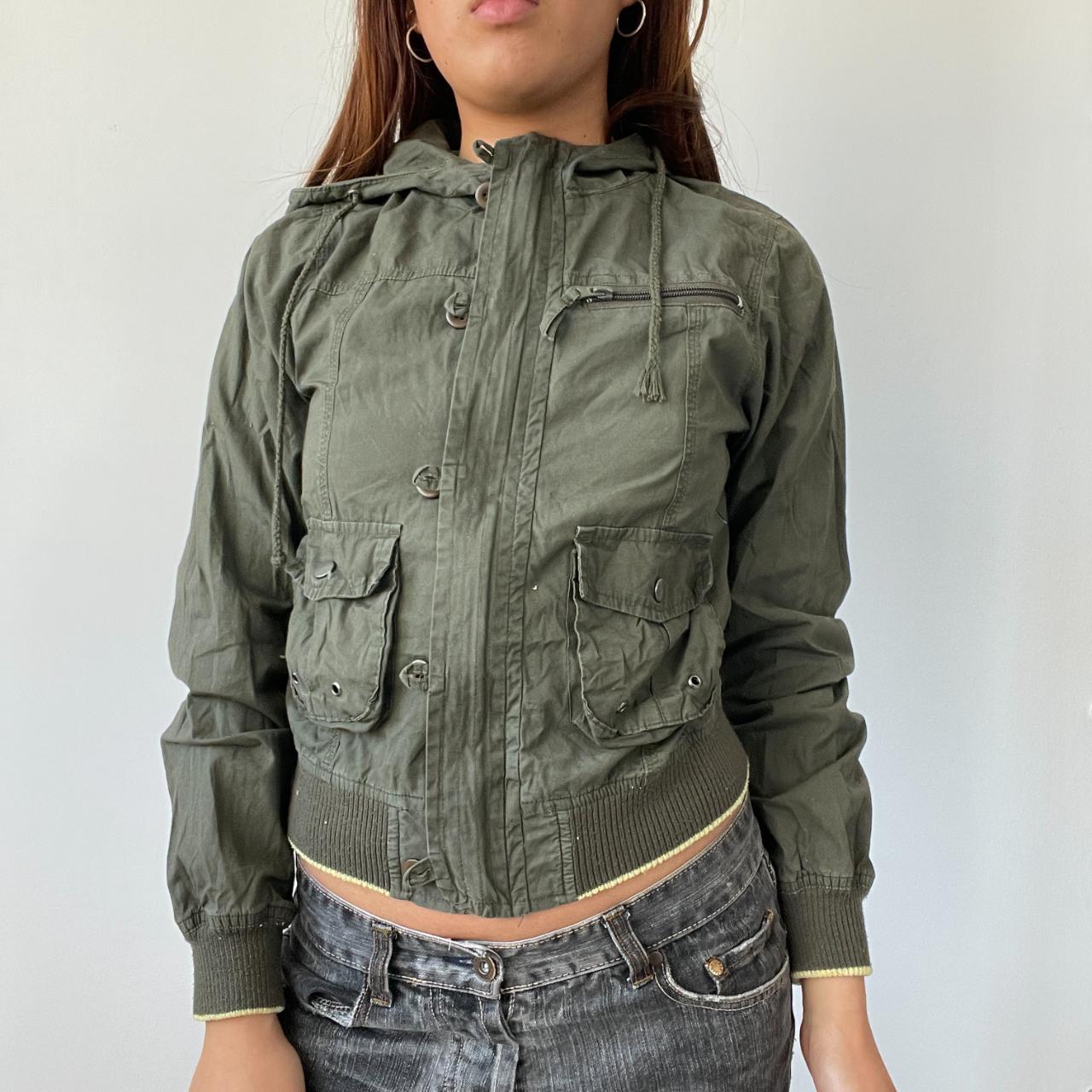 Khaki Green Hooded Utility Jacket