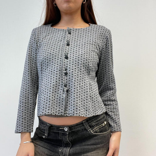 Grey And Black Polka Dot Top