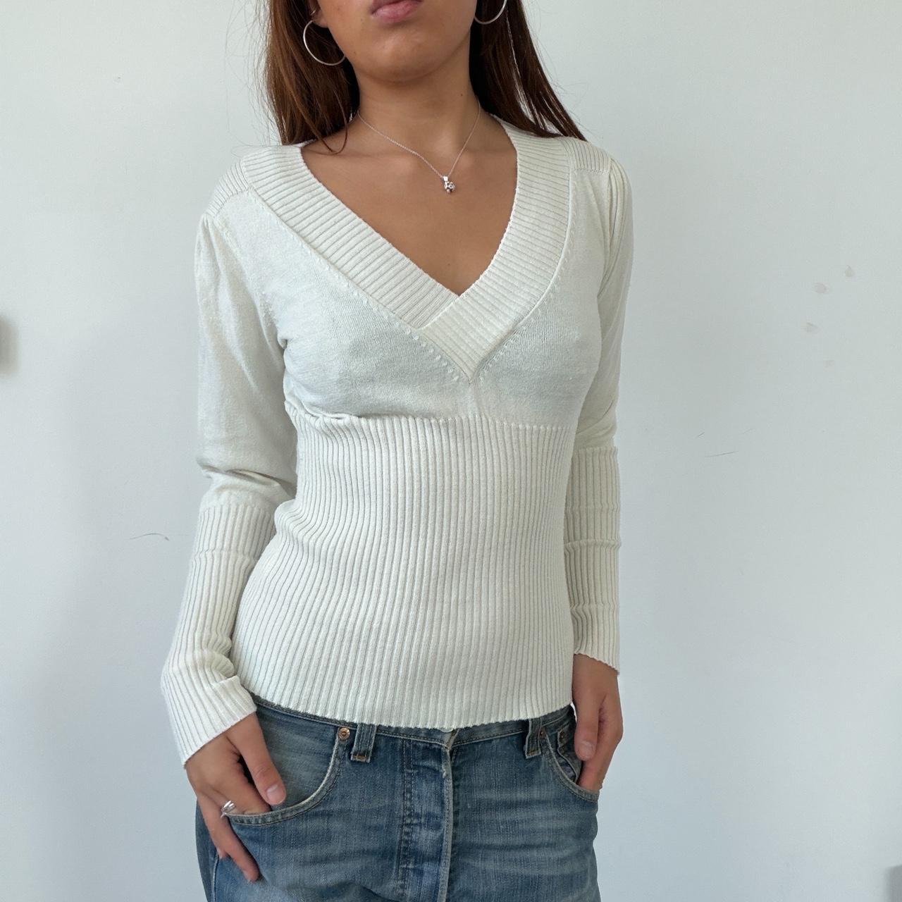 Vintage Beige V Neck Knit
