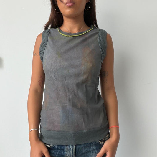 Vintage Grey Cop Copine Sheer Top