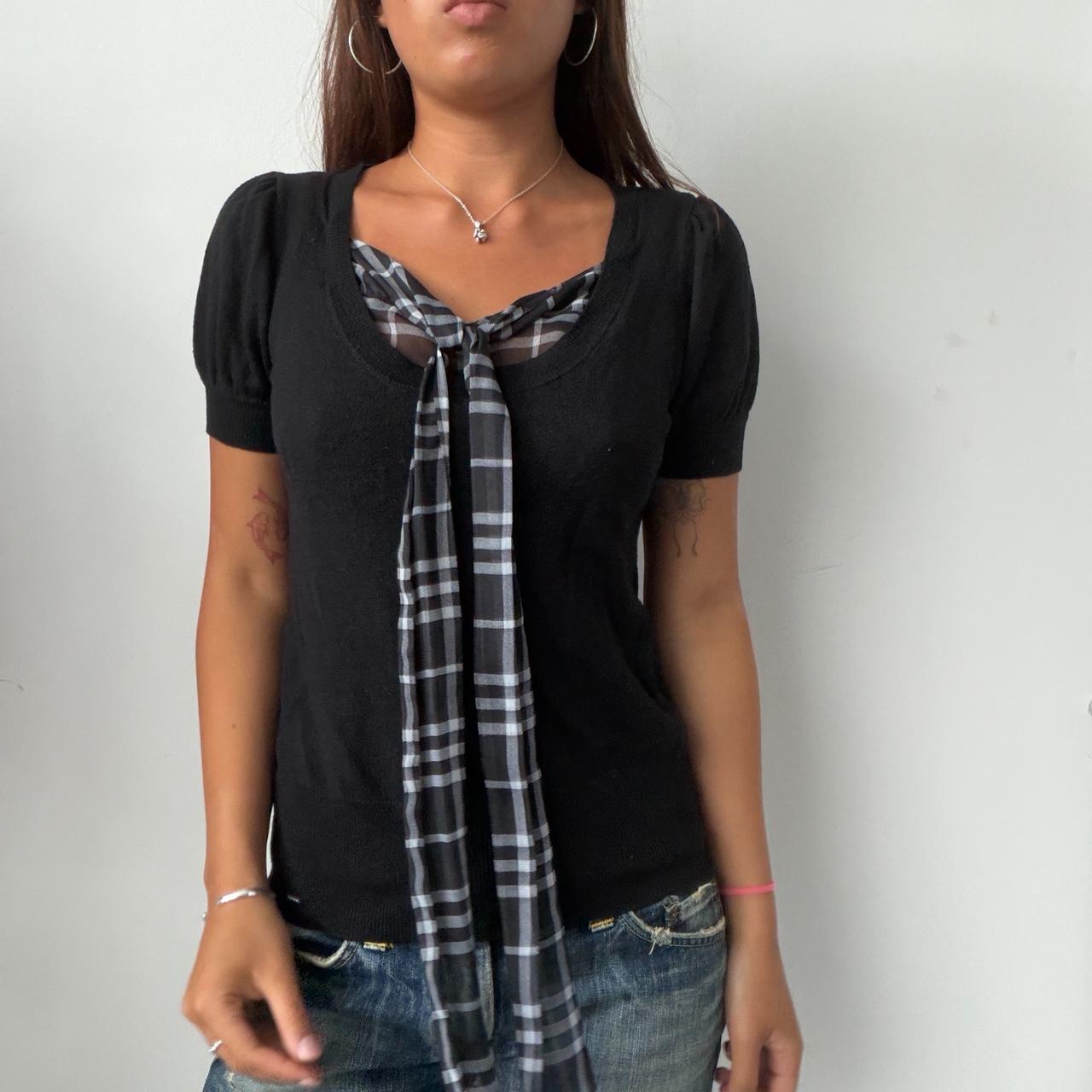 Vintage Black Knit Top with Detail