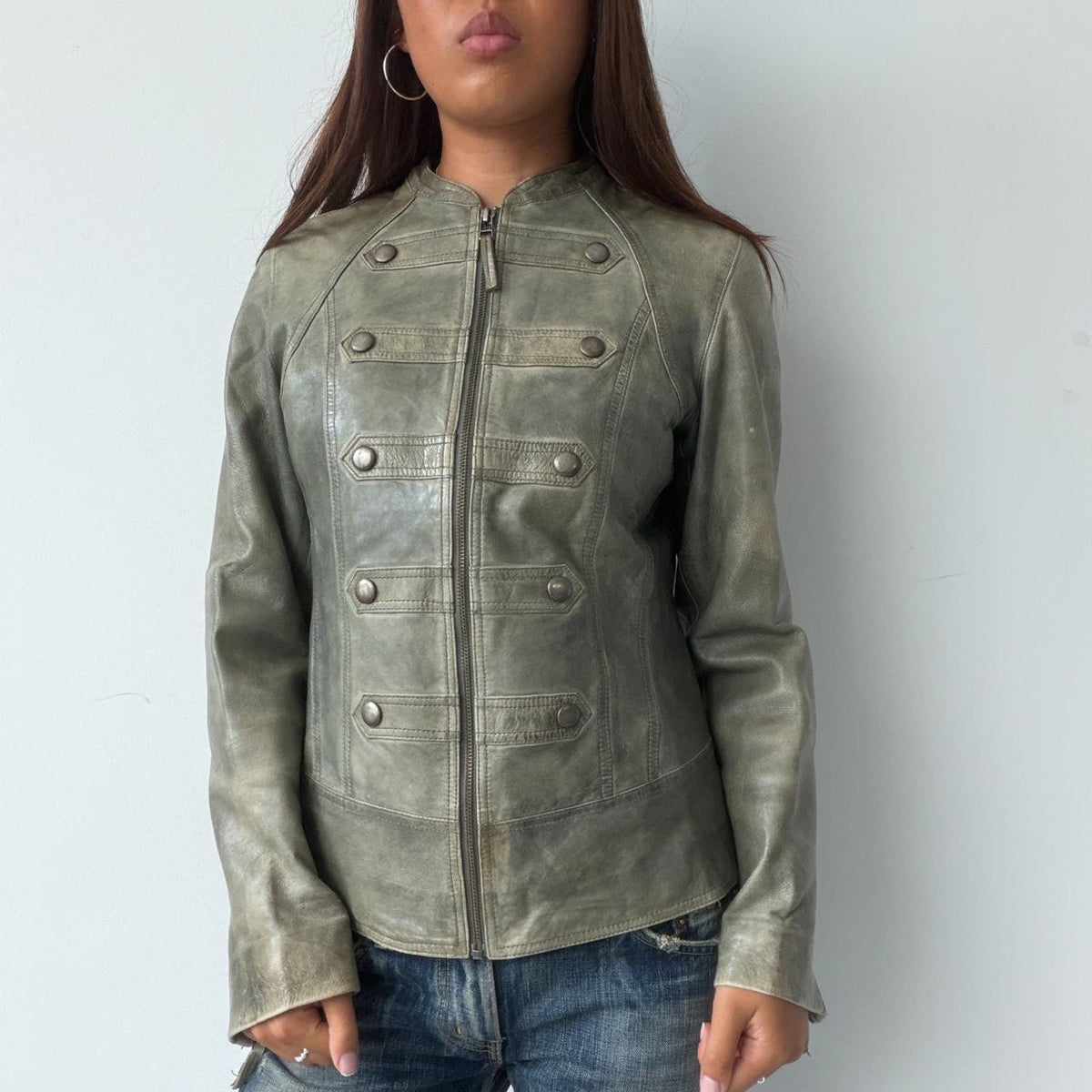 Vintage Leather Military Jacket