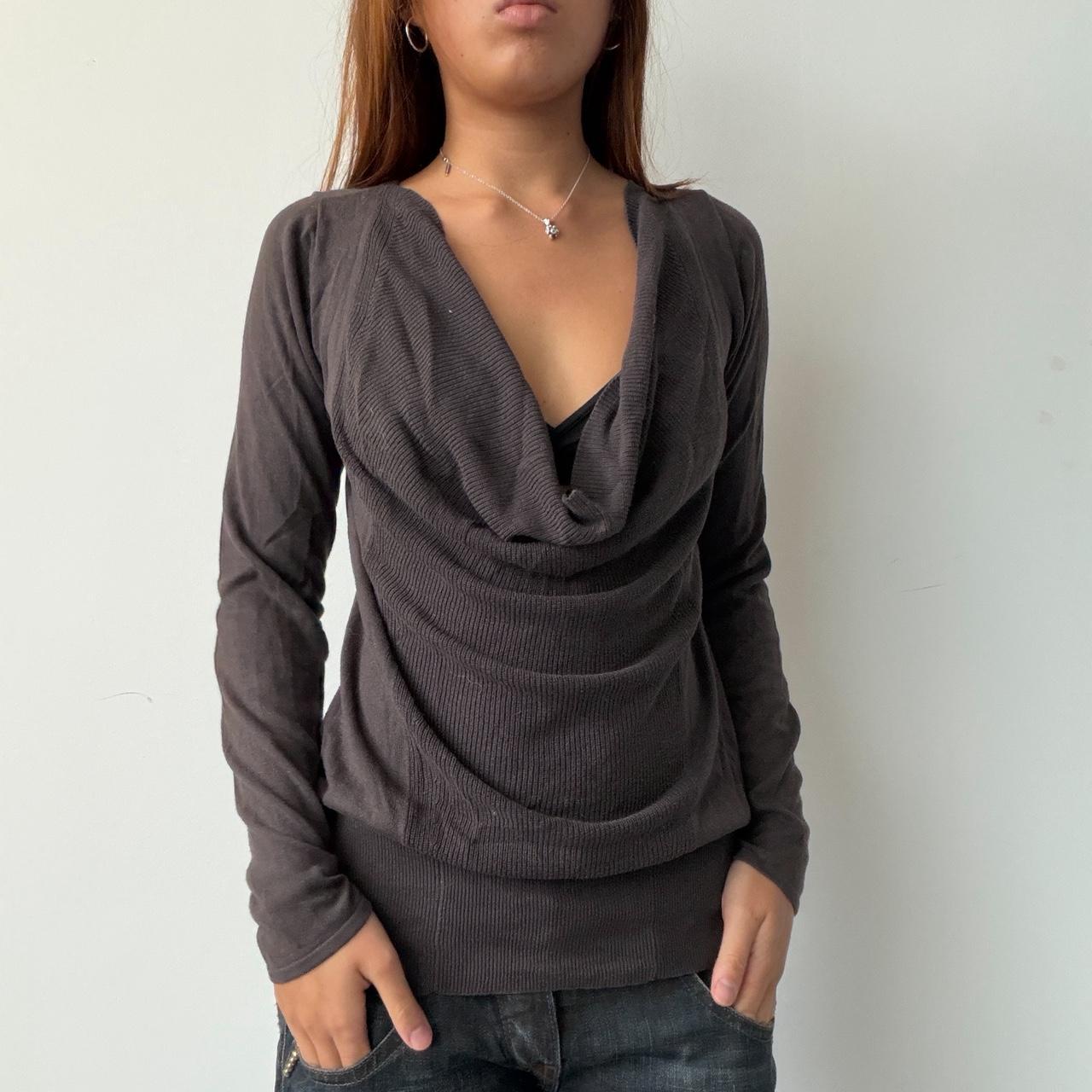 Vintage Brown Cowl Neck Top