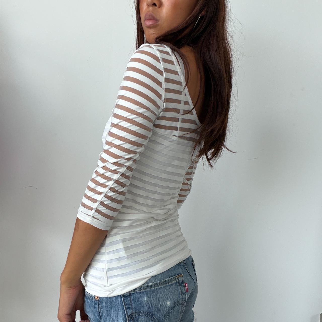 Vintage White Sheer Stripe GUESS Top