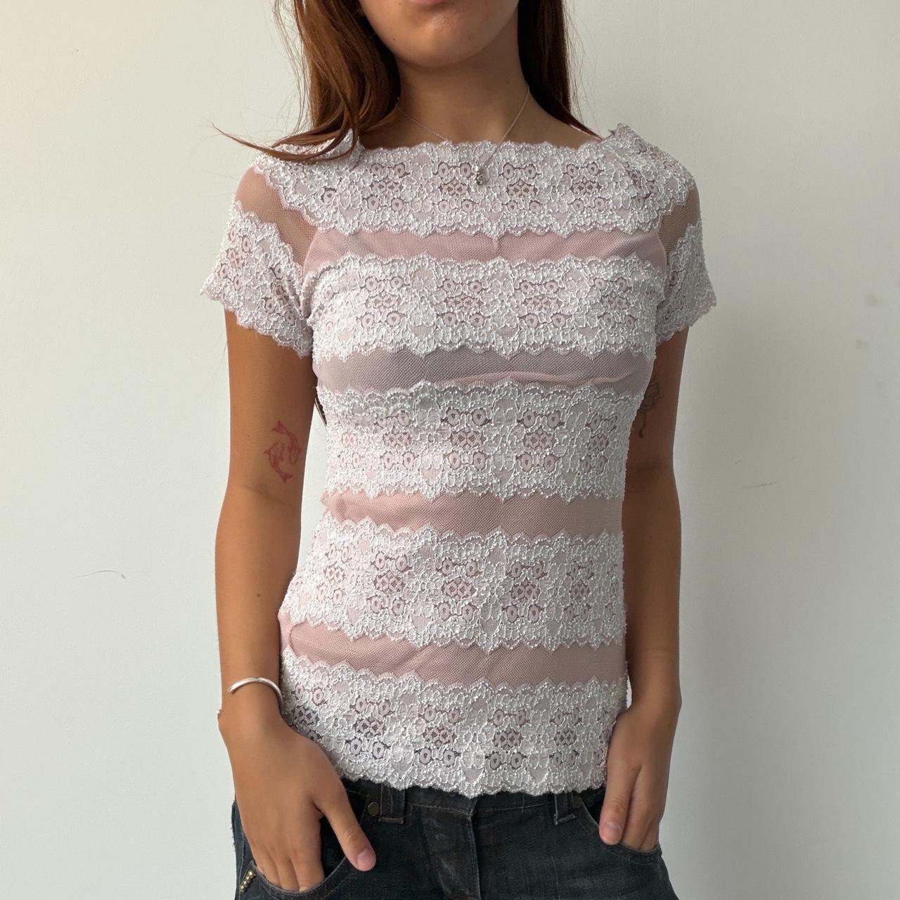 Vintage Baby Pink Lace Top